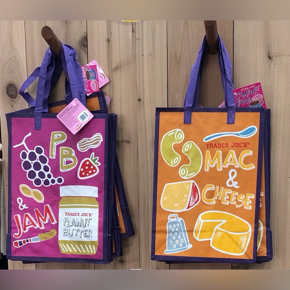 NEW Trader Joe’s Tote Comfort Food Dual sided Reusable Grocery Shopping Bag